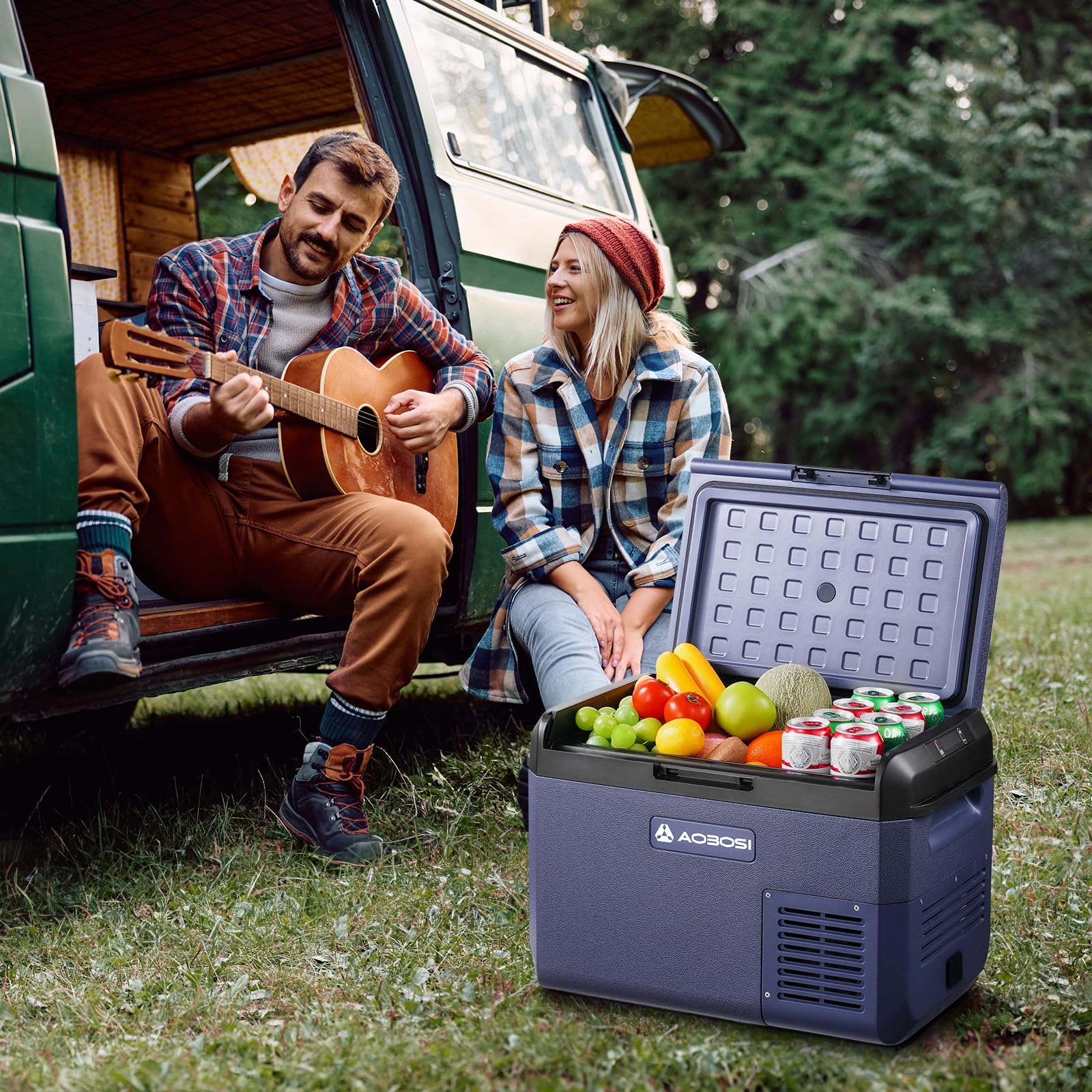 AAOBOSI 25L Car Fridge Freezer, IPX4 Waterproof Portable Compressor Camping Fridge 12V/240V, -20°C to 20°C – Ideal for Campervan, Car, Truck, Boat, Motorhome, Travel, Picnic