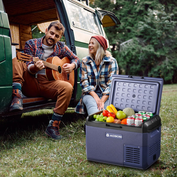 AAOBOSI 25L Car Fridge Freezer, IPX4 Waterproof Portable Compressor Camping Fridge 12V/240V, -20°C to 20°C – Ideal for Campervan, Car, Truck, Boat, Motorhome, Travel, Picnic