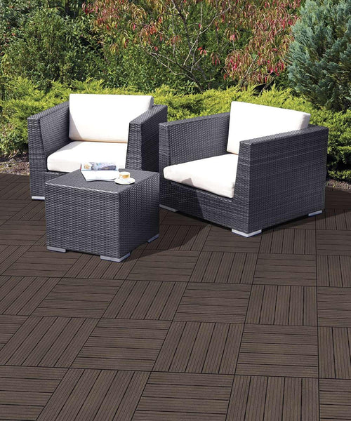 Nicoman Garden Decking Tiles Cosmopolitan Patio, Terrace, Hot Tub Deck Tiles | Interlocking Decking Tiles | Recycled | Cosmo Composite | Outdoor Drainage Deck Flooring (Graphite, 30 x 30cm, 10x)