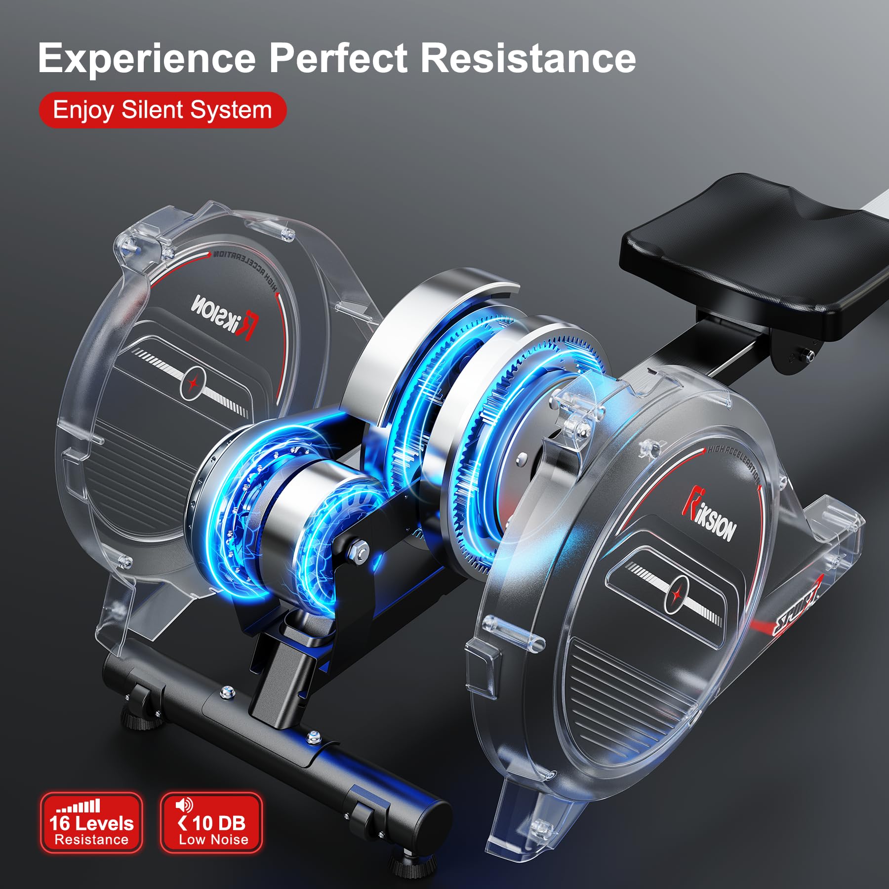 RIKSION Rowing Machine Magnetic Foldable, Fitness Exerciser Indoor Equipment for Home Gym Use, Cardio Training Machine,350LB Capacity with LCD Monitor