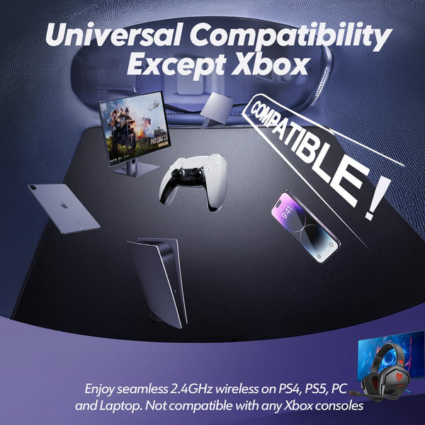 NUBWO G06 Pro Wireless Gaming Headset with Charging Station for Headset & PS5 Controller, 17ms Low Latency, 120H Battery Life, Dynamic 50mm Drivers-White (Only Compatible with PS5)