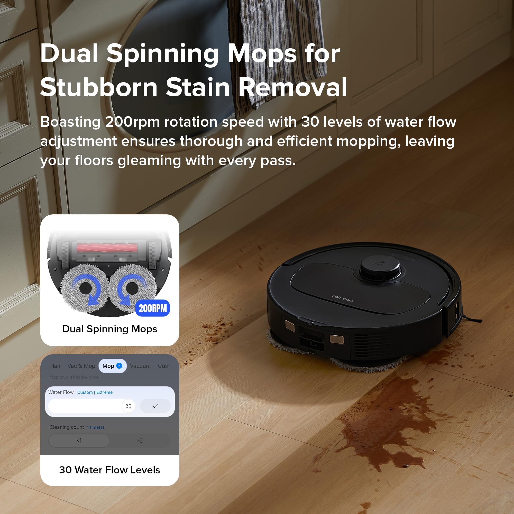 roborock Qrevo S Robot Vacuum Cleaner, 7000Pa Suction, LiDAR & Reactive Tech Obstacle Avoidance, Multifunctional Dock, Auto Mop Washing&Drying, Self-Emptying&Refilling, 10mm Mop Lifting (White)