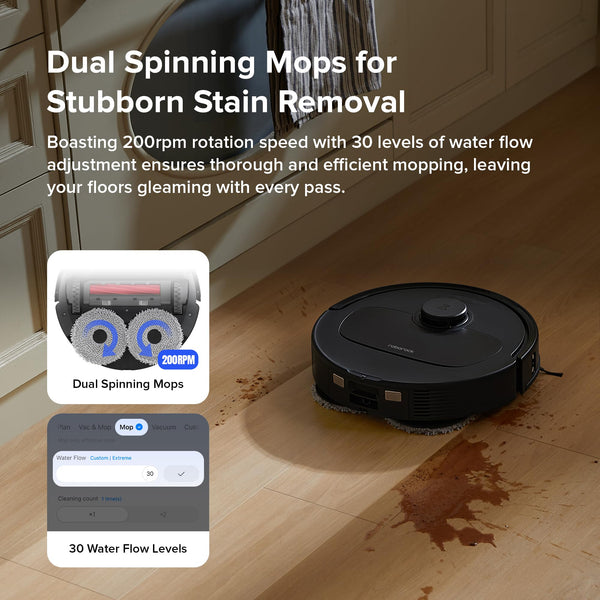 roborock Qrevo S Robot Vacuum Cleaner, 7000Pa Suction, LiDAR & Reactive Tech Obstacle Avoidance, Multifunctional Dock, Auto Mop Washing&Drying, Self-Emptying&Refilling, 10mm Mop Lifting (White)