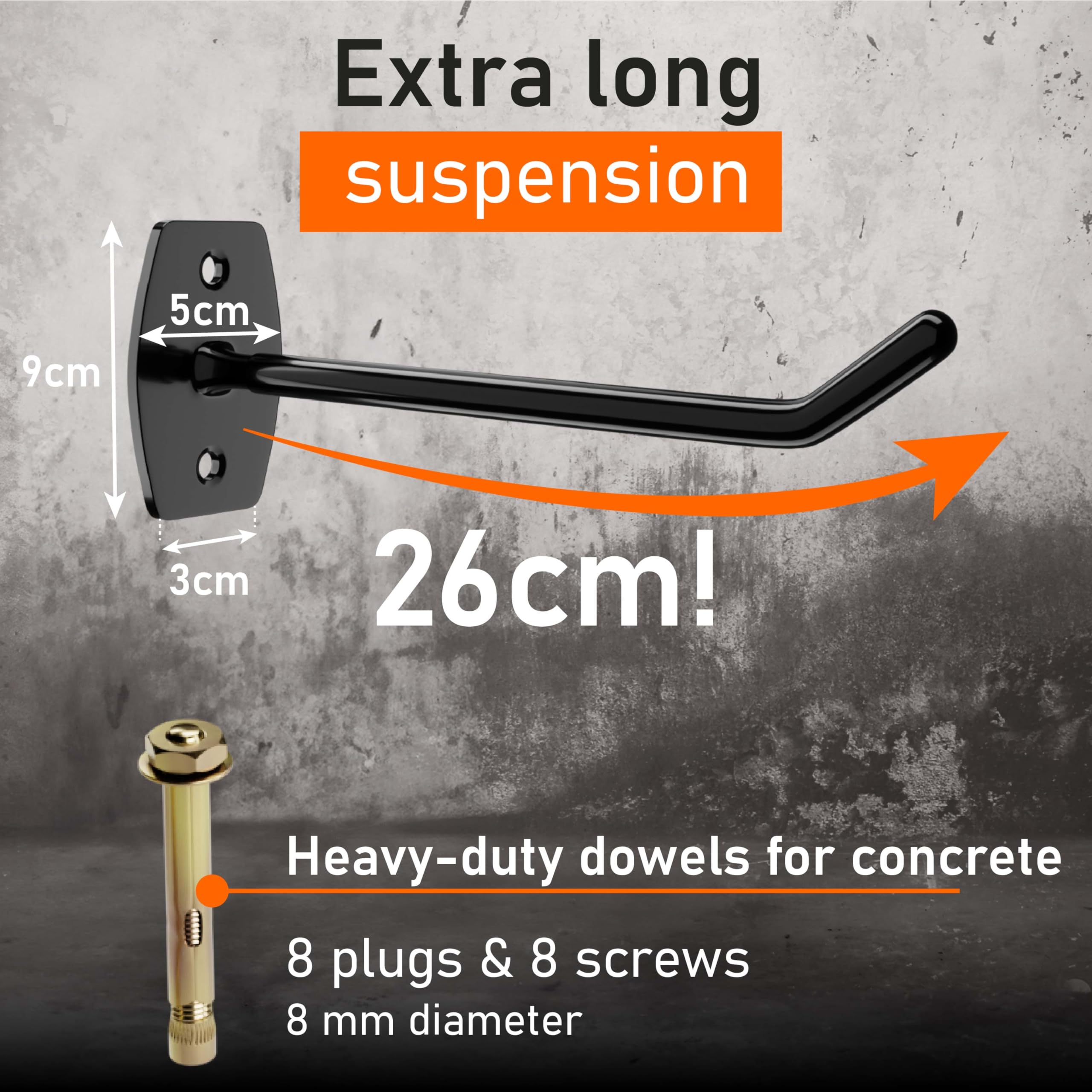 Upgrade4cars Tyre Wall Hooks for 8 Rims | Car Tire Holder Set with Screws | Tyres Storage Hanger Rack