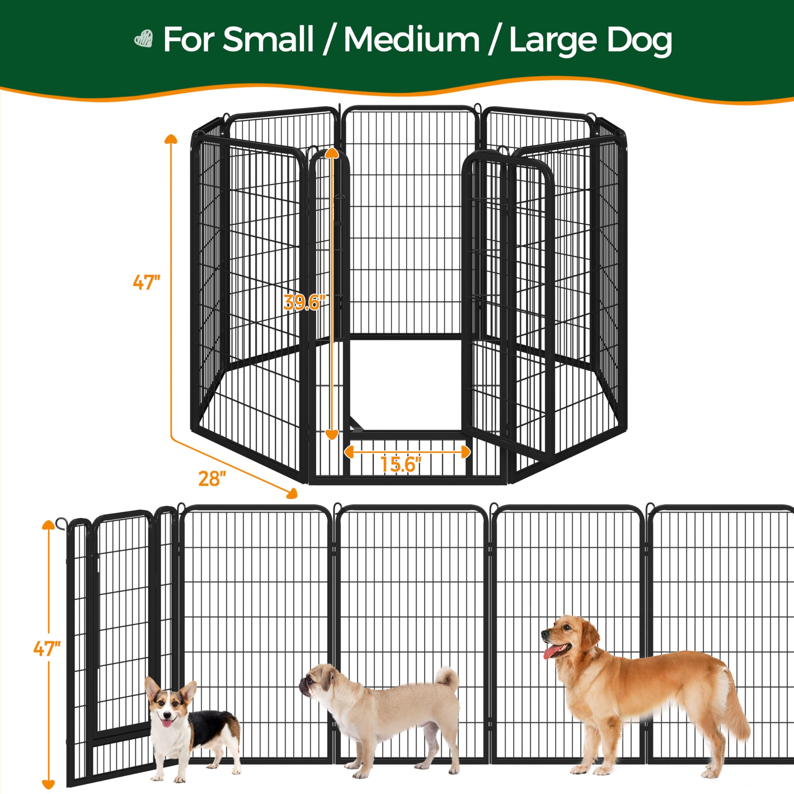 Yaheetech Lightweight Dog Playpen, 8 Panel 80cm Dog Fence Pet Exercise Pen Portable Puppy Play Pen Suitable for RV/Camping