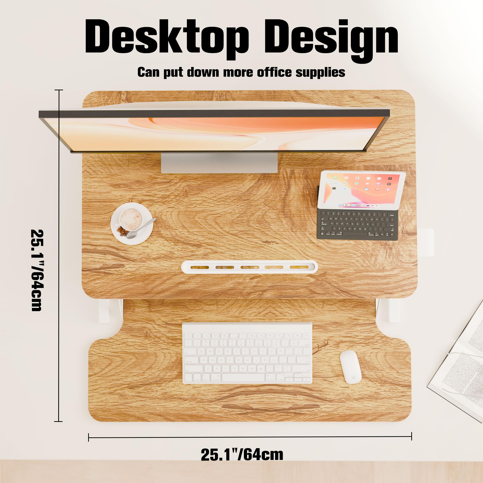 ERGOMAKER Standing Desk Converter, 36"/91cm Wide Height Adjustable Quick Sit to Stand Up Desk Riser for Dual Monitor