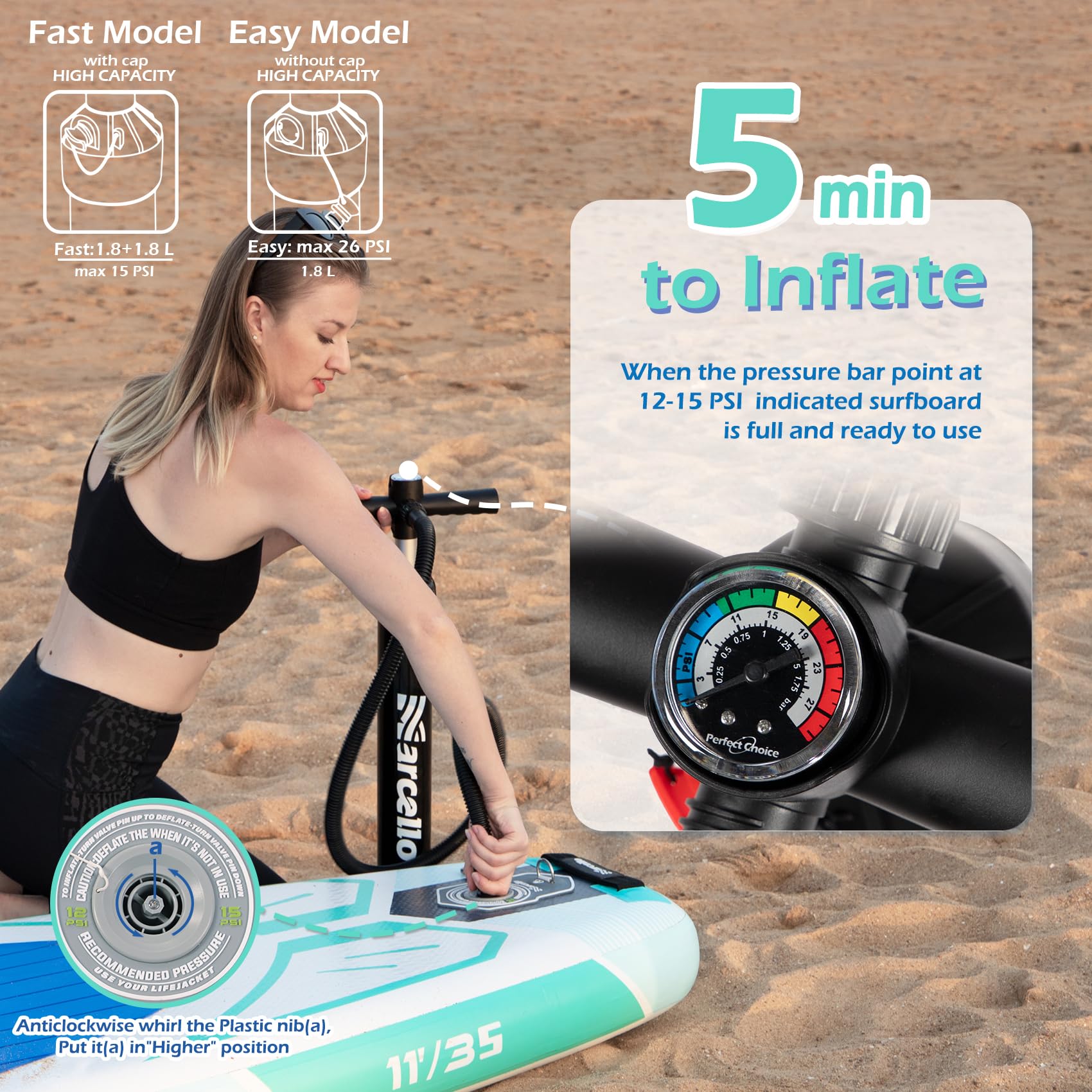 Baudelio Paddle Board, Inflatable Stand UP Paddle Board, 11’x 34”x 6” Paddle Board with Backpack, Hand Pump, Storage Bag, Phone Case, Ultra-Light Paddle Board for Adults