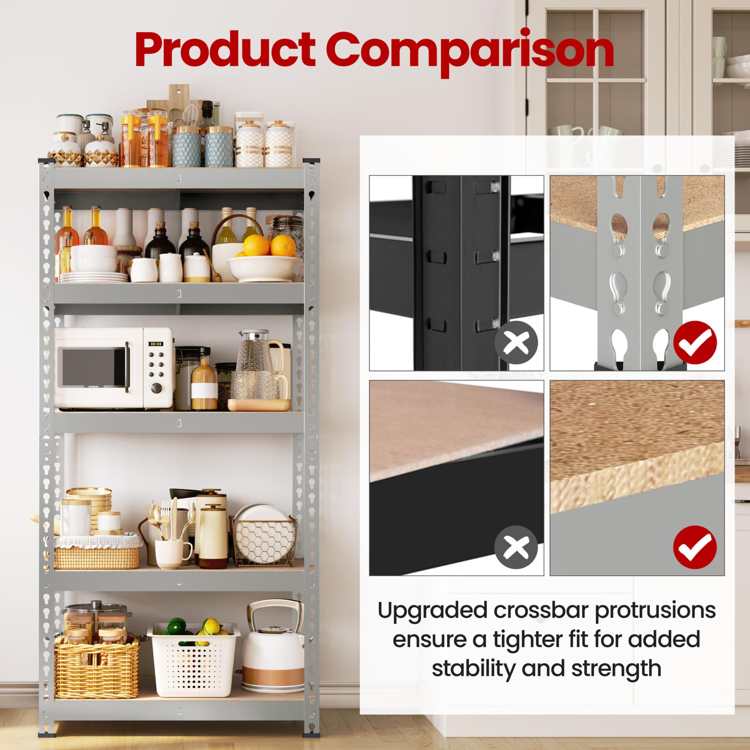 Yaheetech 5 Tier Garage Shelving Units, Heavy Duty Racking shelves, 150KG Per Shelf/750KG Capacity, 70cmx30cmx150cm（LxWxH,Dark Gray