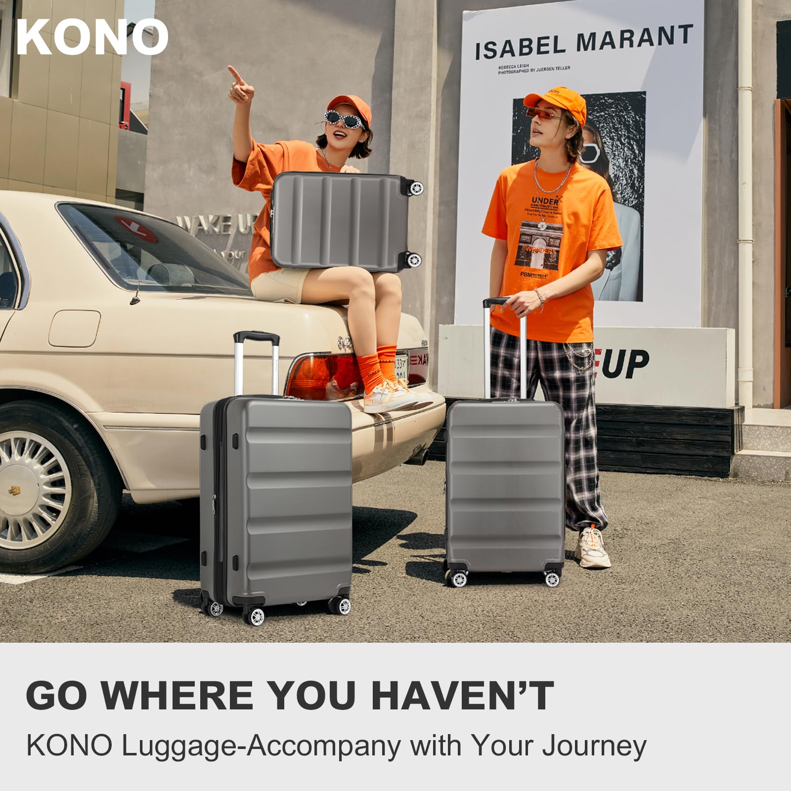 Kono Lightweight 28" Large Suitcase | Hard Shell with TSA Lock | 4 Dual Spinner Wheels | Expandable Design for Easy Travel | Perfect for Business & Vacation (Cream White,75x47.5x29.5cm)