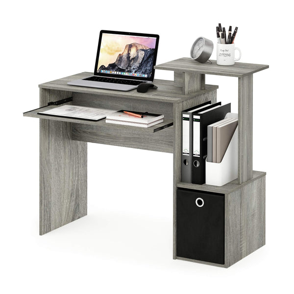 Furinno Econ Multipurpose Home Office Computer Writing Desk, Computer Desk, Study Desk, w/Bin, French Oak, 100.1 (W) x 86.6 (H) x 39.9 (D) cm