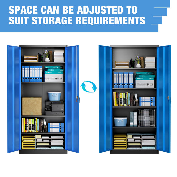 Metal Storage Cabinet with 2 Door and 3 Adjustable Shelves,140X80x40CM Steel Cabinet for Warehouse,Garage,Home,Office,Easy Assemble Required(Black/White)