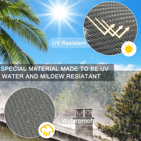 Cekene Large Outdoor Rug Waterproof Black 245x305cm Patio Rugs Reversible RV Camping Mat Lightweight Plastic Portable Outdoor Carpet for Picnic Porch Deck Backyard BBQ Beach