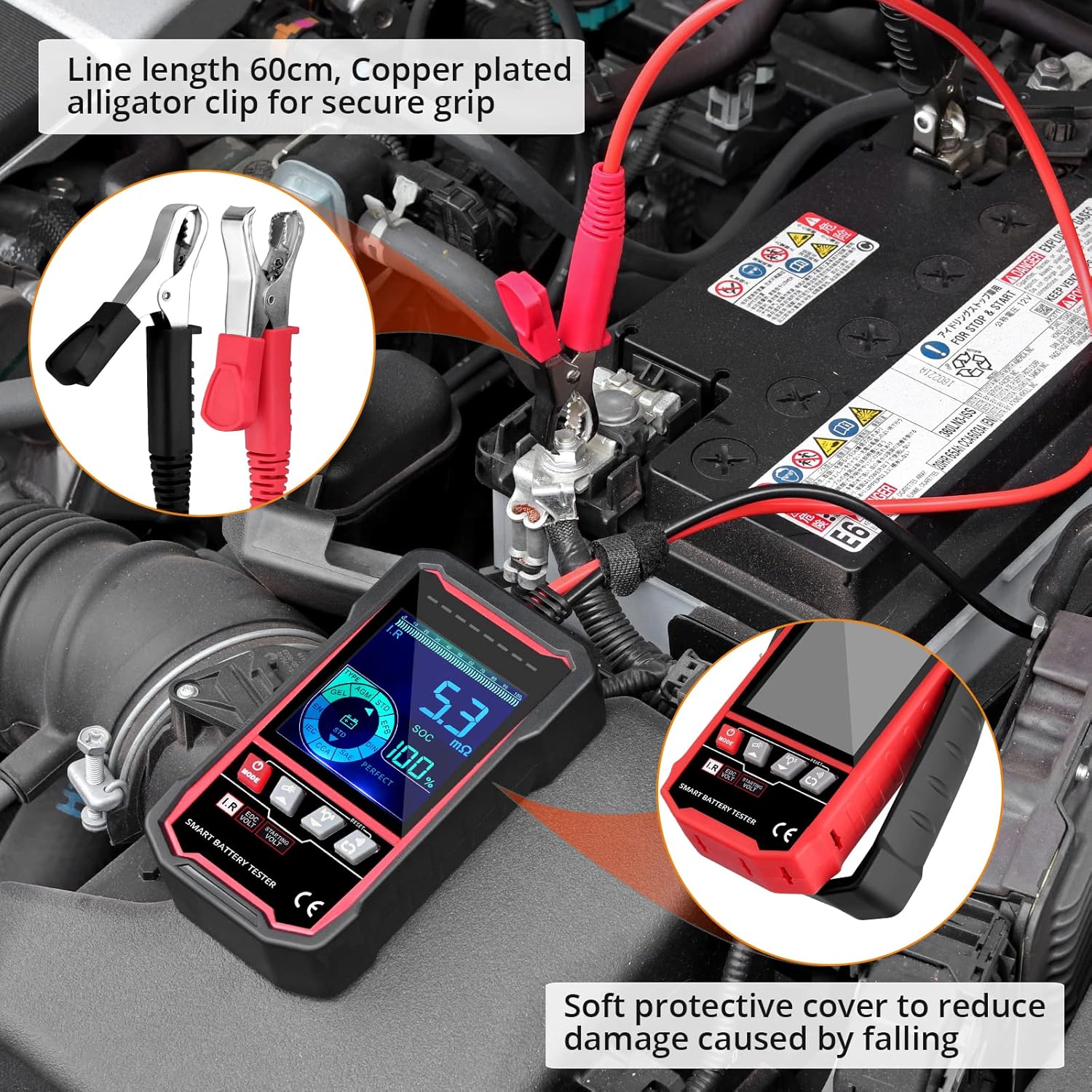 Neoteck 24V 12V Car Battery Tester, 100-2000 CCA Load Tester Automotive Alternator Tester Digital Auto Battery Analyzer Cranking Charging Systems Tester, Battery Analyzer for Cars Trucks Ship SUV