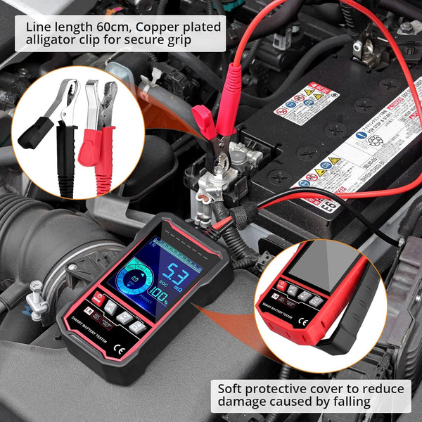 Neoteck 24V 12V Car Battery Tester, 100-2000 CCA Load Tester Automotive Alternator Tester Digital Auto Battery Analyzer Cranking Charging Systems Tester, Battery Analyzer for Cars Trucks Ship SUV