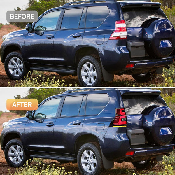 VLAND Motor LED Rear Lights compatible with Land Cruiser Prado J150 / GX460 2010-2017, w/Amber Sequential Indicator, Driver & Passenger Side - Smoked