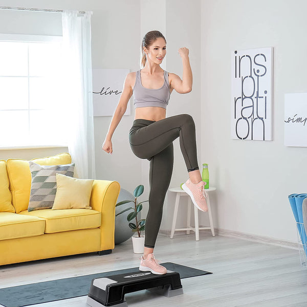 POWRX aerobic stepping board 12/17/24cm (3 levels) I Stepper height-adjustable and non-slip for Aerobics, Gymnastics and Fitness I Home Step Stepbench