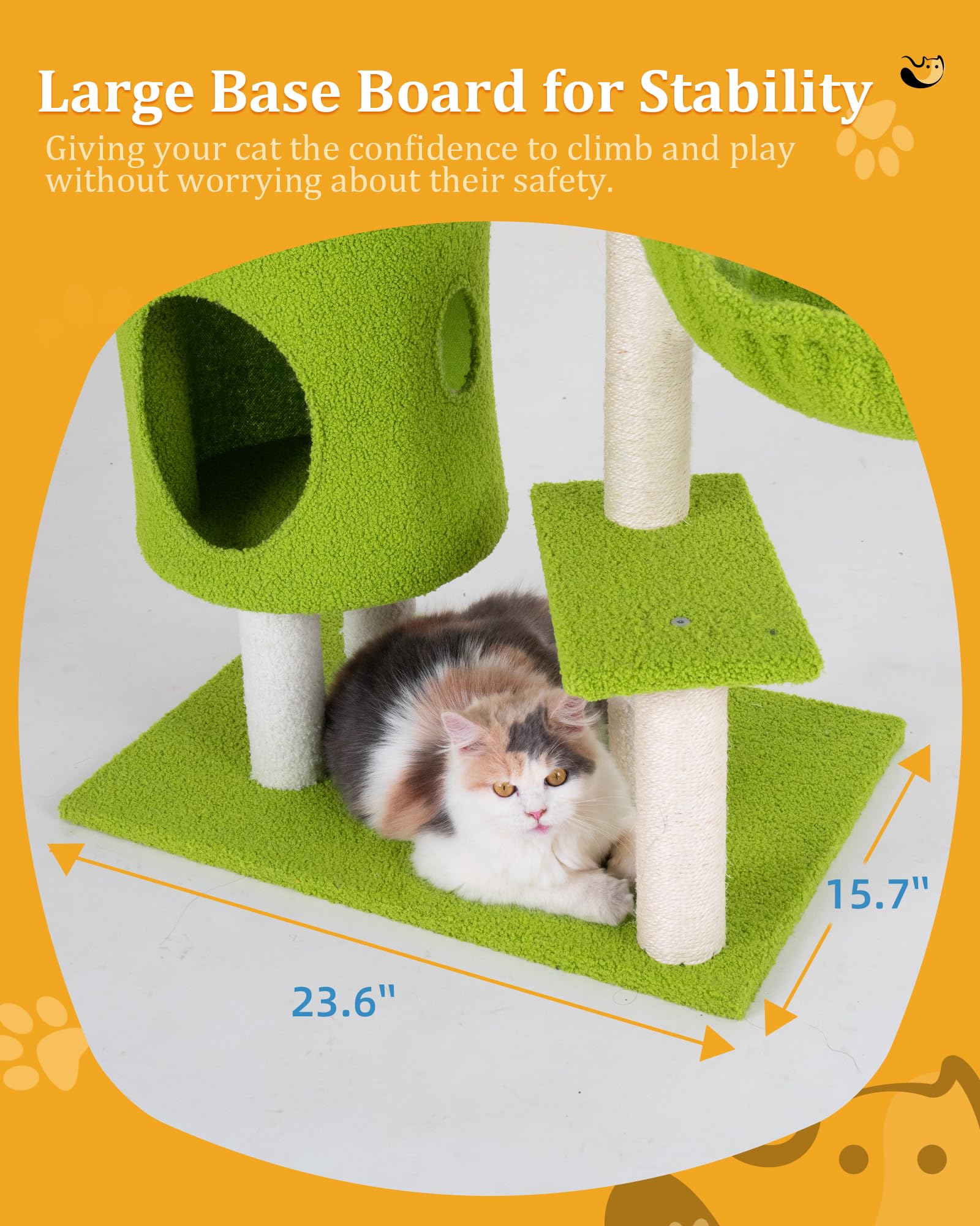 Aechonow 104cm Cute Cat Tree with Scratching Post, Indoor Flower Cat Tower, House Condo and Hammock for Small and Medium Kittens, Green Pink