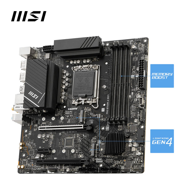 MSI B760 GAMING PLUS WIFI DDR4 Motherboard, ATX - Supports Intel 14th, 13th & 12th Gen Core Processors, LGA 1700 - DDR4 Memory Boost 5333+MHz/OC, 1x PCIe 4.0 x16, 2 x M.2 Gen4, 2.5G LAN, Wi-Fi 6E
