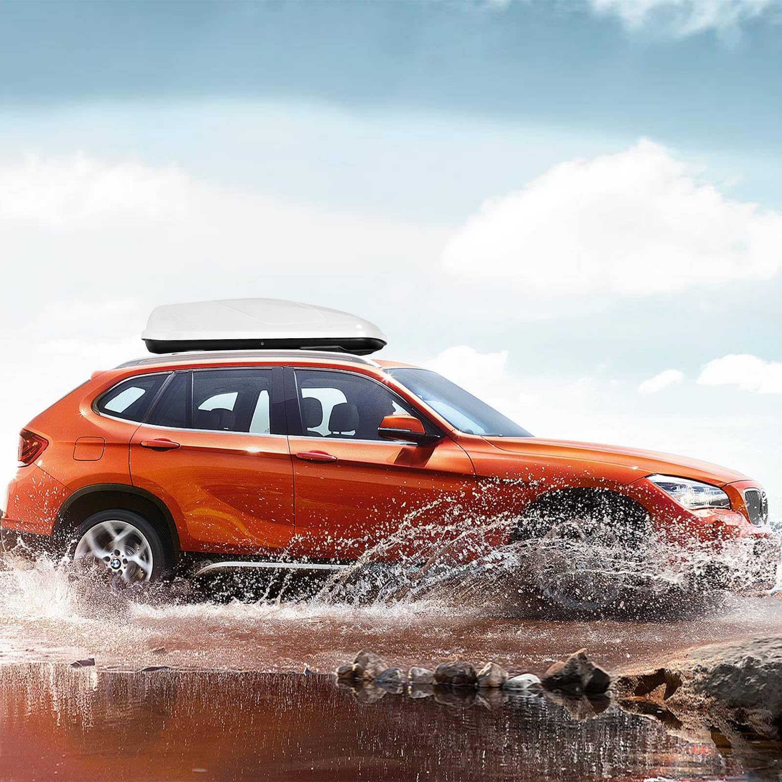 TANGZON Car Roof Box, 400L Extra-Large Car Top Roofbox with Dual Side Opening, Waterproof Hard Rooftop Cargo Carrier Storage Box for Tents Bags Luggage, Fits Most Cars (Black)