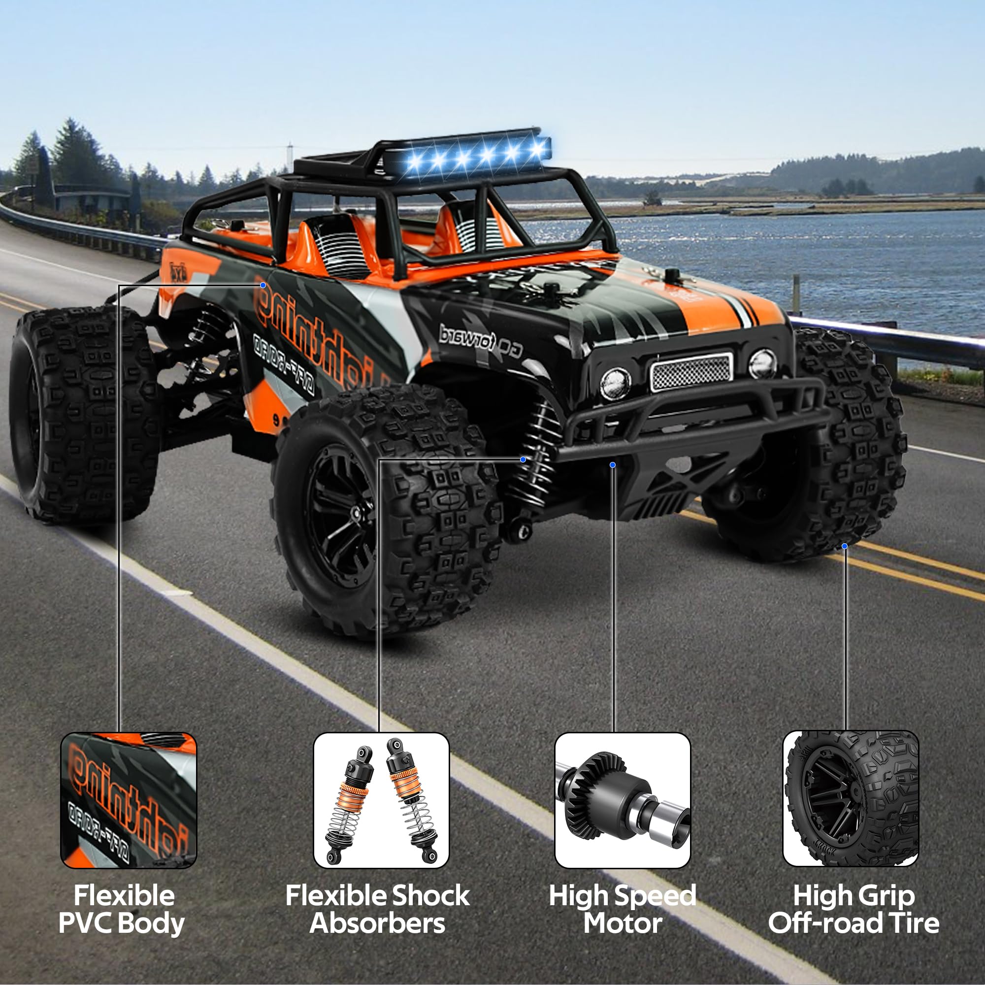 JOYTREKY Remote Control Cars 1:18 Scale High Speed RC Car 40KM/H 4WD Off-Road RC Cars For Adults 2.4GHz Gift for Boys Adults 2 Batteries Included
