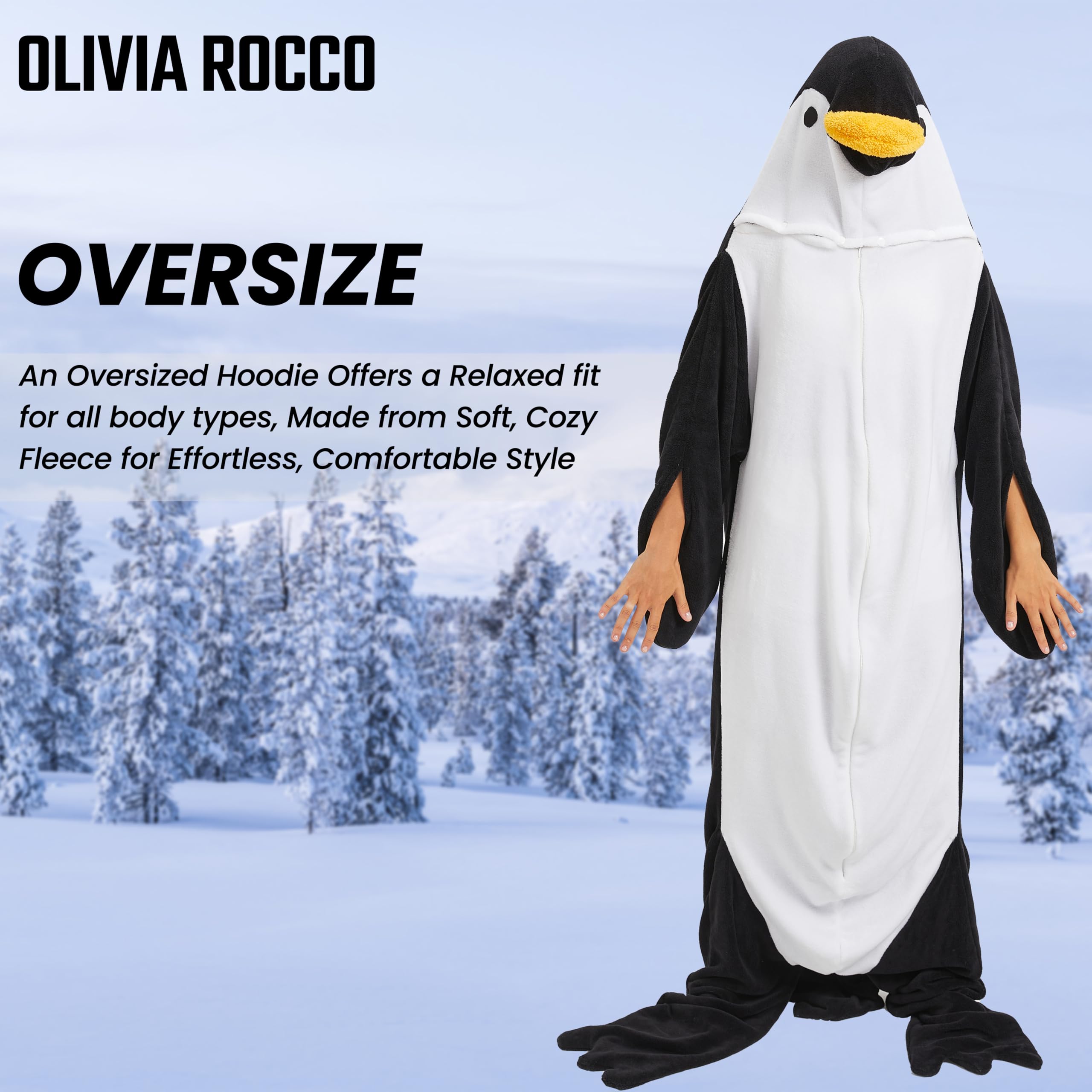 Olivia Rocco Animal Oversized Wearable Blanket Hooded Fleece Hoodie Blankets with Sleeves Soft Warm Extra Long Plush Winter Sweatshirt Loungewear One Size