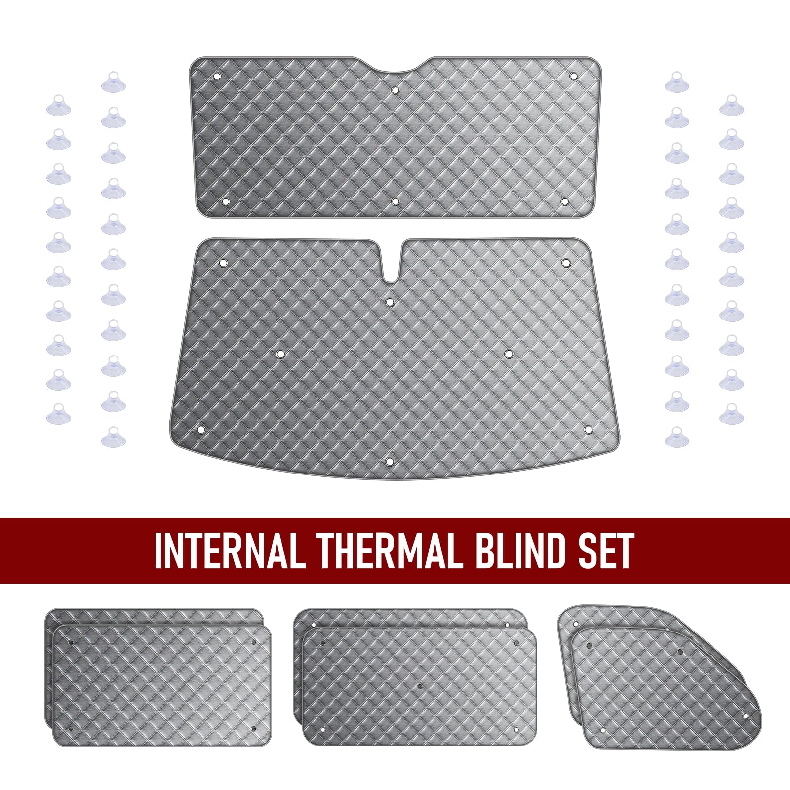 MaxAwe 8Pcs Internal Thermal Blind Set Fits for VW T5/T6 LWB, Luxury Sunshade Wrap Cover Kit, Window Front Screen Cover, Summer Uv Sun Blind & Winter Insulation Cover for VW Campervans & Motorhome
