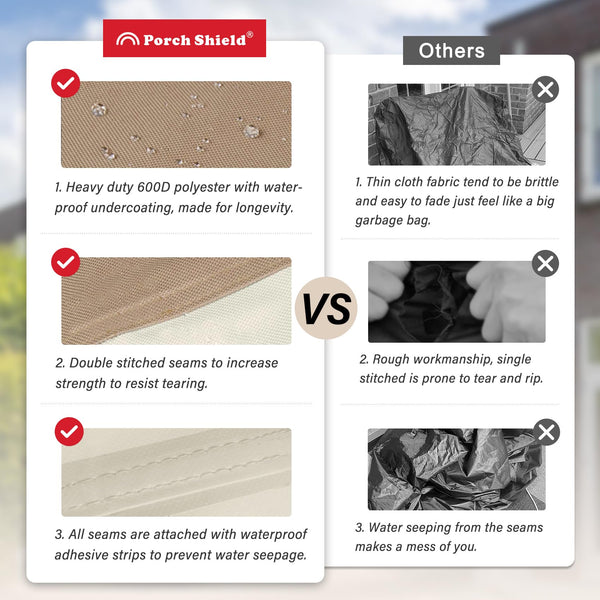 Porch Shield Patio Hanging Egg Chair Cover - Waterproof Outdoor Double Seat Wicker Swing Egg Chair with Stand Protector