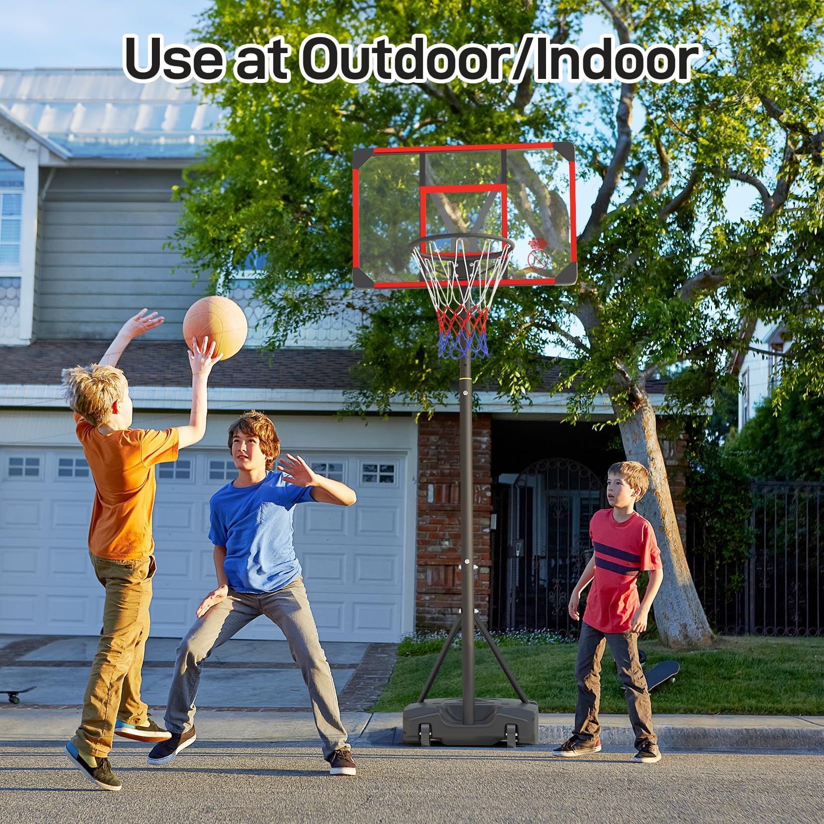Basketball Hoop for Kids Yohood Basketball Hoop Outdoor 147-260cm Height Adjustable Portable Enlarged Base for Kids Teenagers Youth Adults Backyard Driveway Indoor