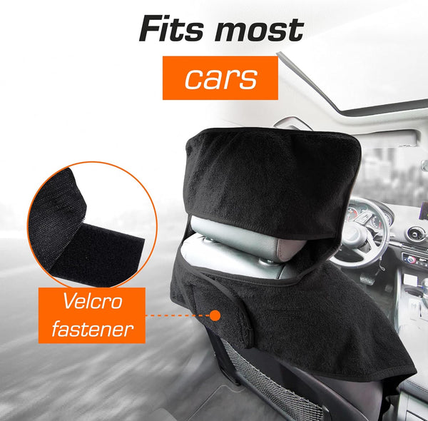 Upgrade4cars 2 x Terry Cloth Car Seat Cover Universal in Black | Anti Sweat Towel Seat Protector perfect for Summer & Sport