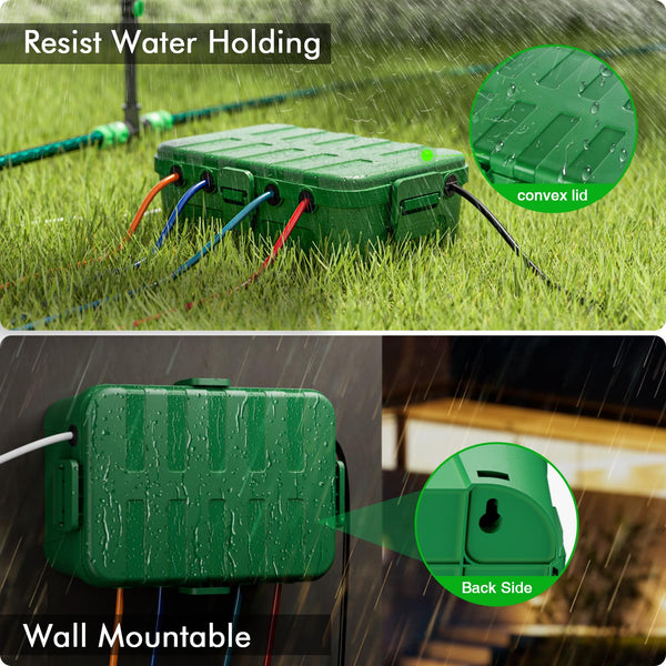 RESTMO Extra Large Waterproof Electrical Box, IP54 Weatherproof Outdoor Outlet Cover, Protect Outlet, Plug, Timer, Power Strip (Not Included), Holiday Light Decoration, 32 x 22 x 13 cm, Black