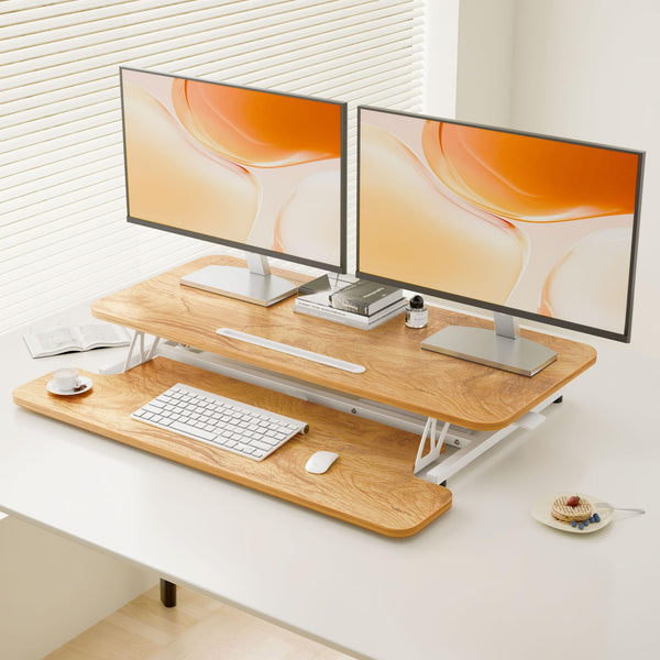 ERGOMAKER Standing Desk Converter, 36"/91cm Wide Height Adjustable Quick Sit to Stand Up Desk Riser for Dual Monitor