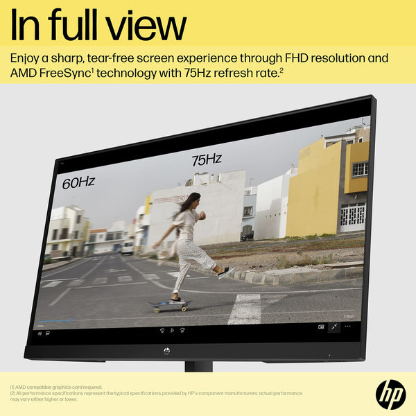 HP 24 Inch FHD Monitor | Full HD VA LCD Display | 75hz Refresh Rate | 250 Nits Brightness | 3000:1 Contrast Ratio | AMD FreeSync Technology | Adjustable Tilt | 1x HDMI 1.4, 1x VGA | Black | V24v G5