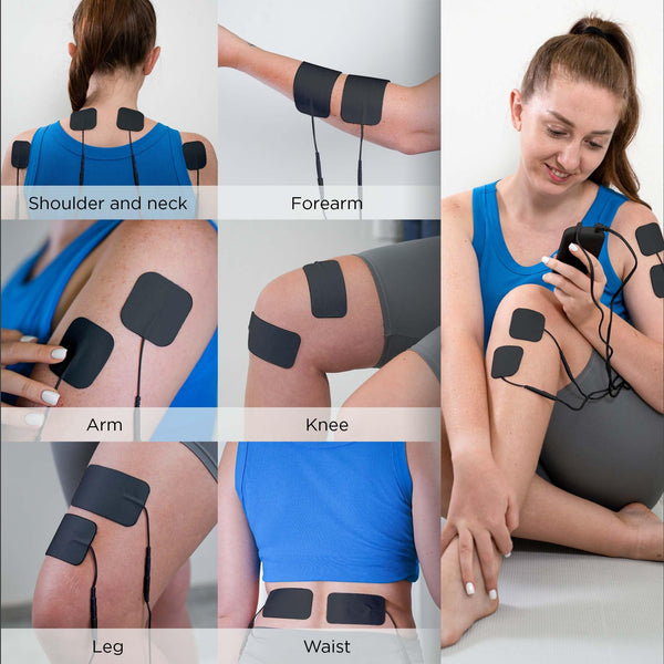 4 in 1 - D.I.Y & Tens Unit & EMS & Massage Muscle Stimulator, Dual Channel Therapy Machine for Pain Relief, FDA Cleared Rechargeable Electronic Pulse Massager,with 12pcs Electrode Pads