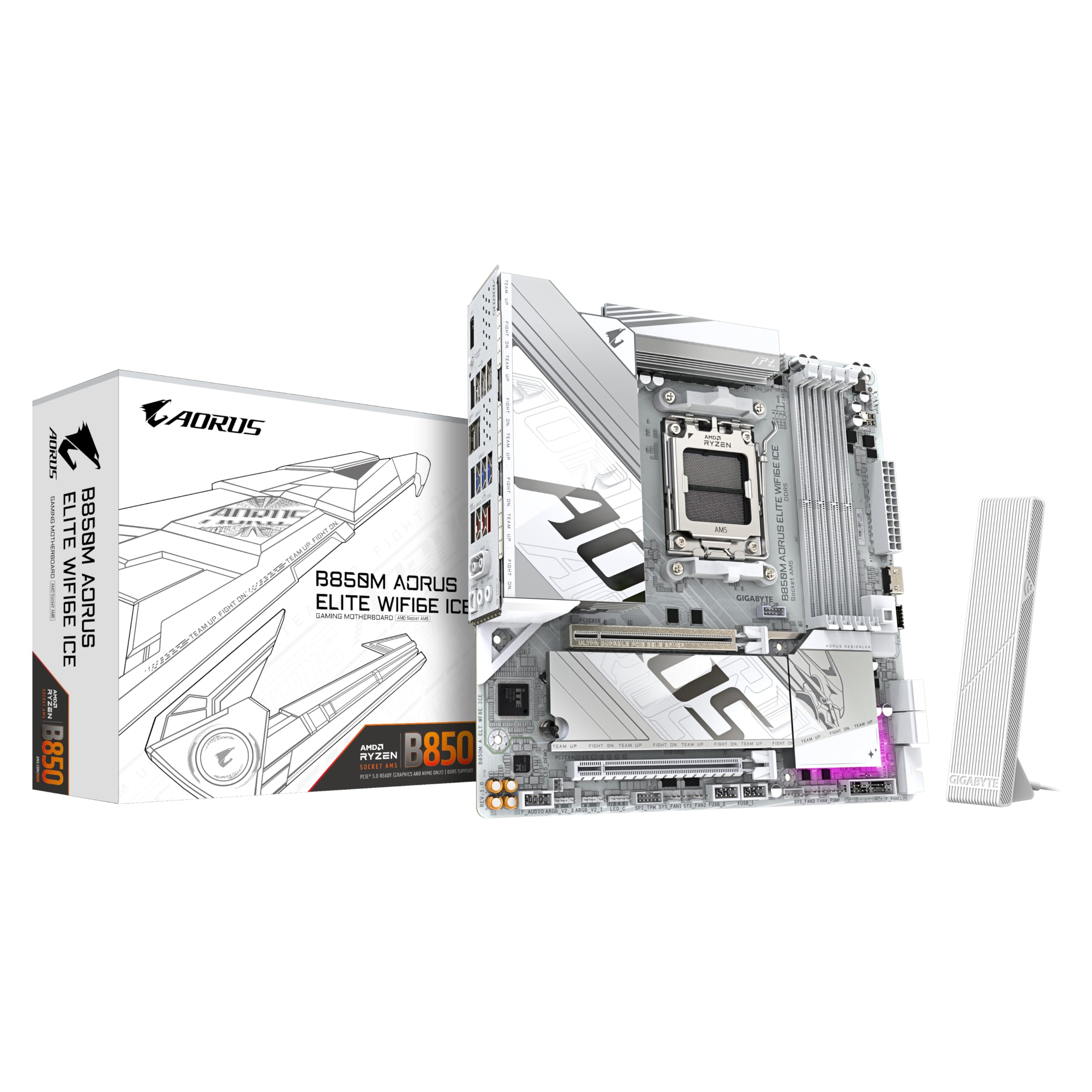GIGABYTE B850 AORUS ELITE WIFI7 Motherboard - AMD Ryzen 9000 Series CPUs, 14+2+2 Phases Digital VRM, up to 8200MHz DDR5 (OC), 1xPCIe 5.0 + 2xPCIe 4.0 M.2, 2.5 LAN, WIFI 7, USB 3.2 Gen 2x2