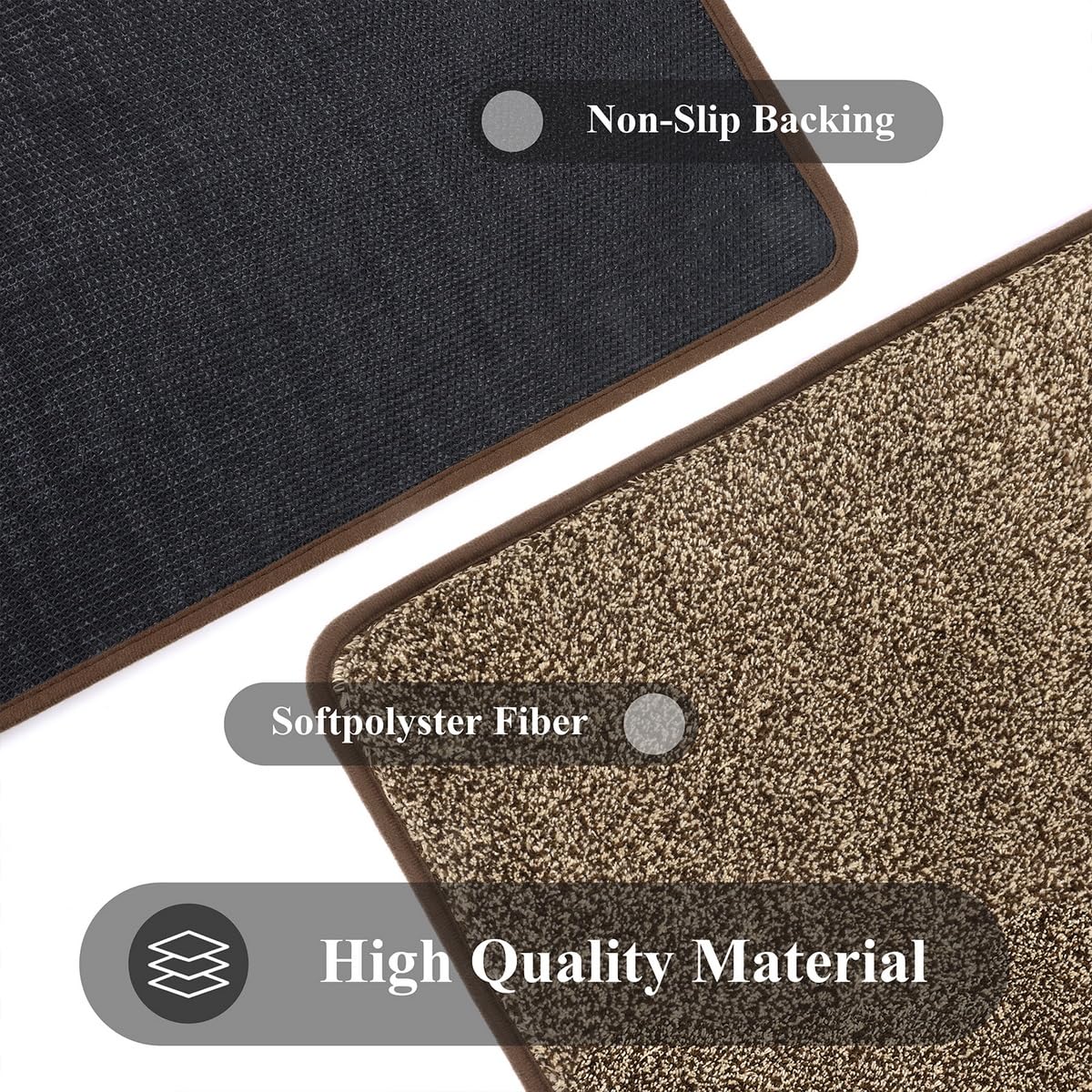 Pauwer Doormat Non Slip Indoor Barrier Mats Rubber Backing Super Absorbent Entrance Rug Durable Inside Dirt Trapper Mats(80X120cm, Brown)