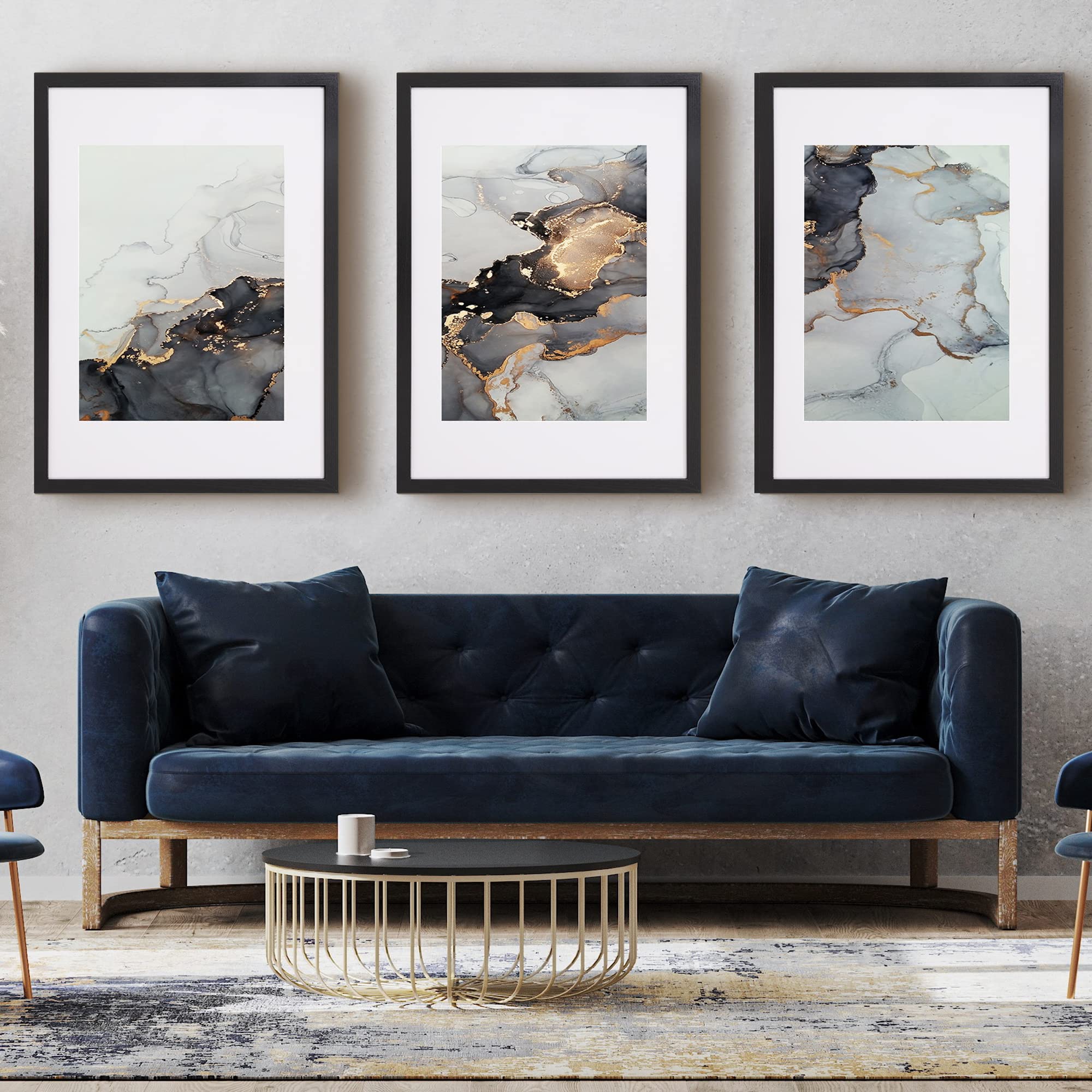 Fabian Clarke London A1 Modern Black Wooden Picture Photo Frame with White A2 Mount to Hang Portrait or Landscape