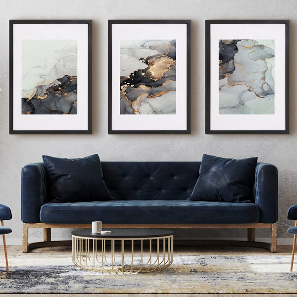 Fabian Clarke London A1 Modern Black Wooden Picture Photo Frame with White A2 Mount to Hang Portrait or Landscape