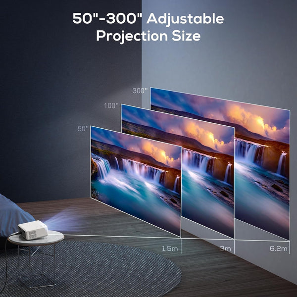 4K Projector, AKIYO 20000 Lumen WiFi 6 Bluetooth Full HD 1080P Outdoor Projector, Zoom Function, 300" Display Home Theater Movie Projectors, Compatible with TV Stick/HDMI/USB/iPhone/Android/Smartphone