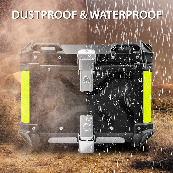 VOKKA Motorcycle Top Box, 65L Aluminium Alloy Waterproof Dustproof and Anti-Theft, Luggage Box for Storage Helmet, Motorbike Top Case with Backrest and Baseplate (Silver)