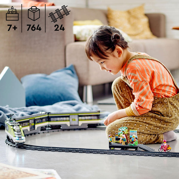 LEGO City Express Passenger Train Set - incl. a Remote Controlled Train Toy with Working Headlights, 2 Coaches, 24 Track Pieces & 6 Minifigures - Gift for 7+ Year Old Boys & Girls - 60337