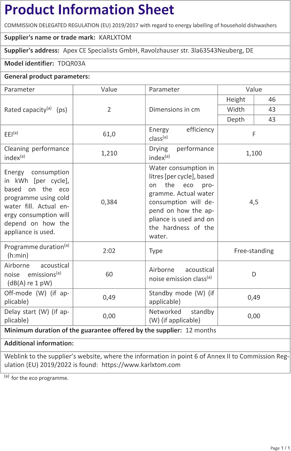 Karlxtom Table Top Dishwasher 6 Programs Mini Dishwasher with Touch Control, Auto-drying, Baby Care & Fruit Wash, Perfect for Small Families, Couples