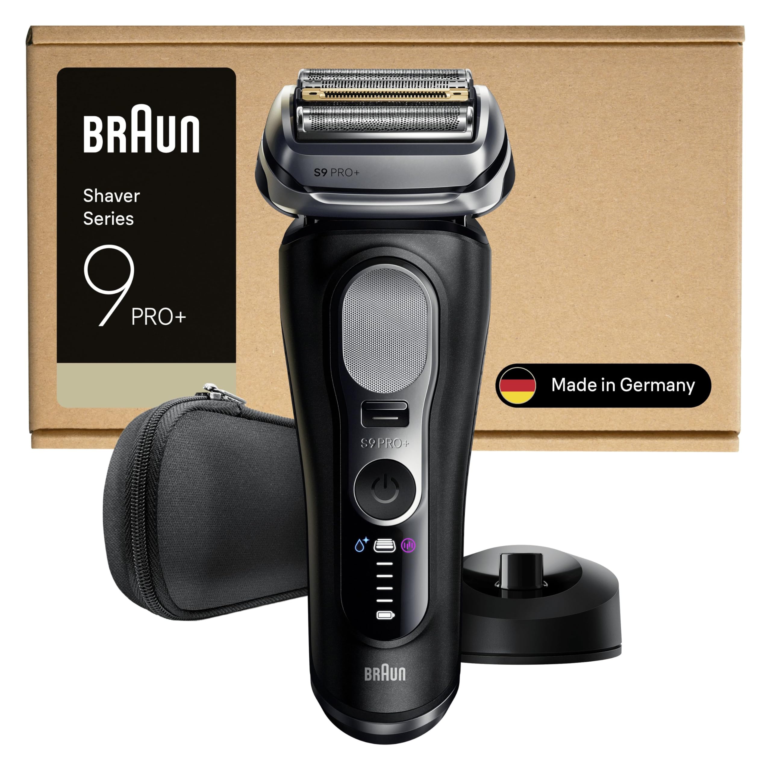 Braun Series 9 PRO+ Electric Shaver, 5+1 Ultra Thin Precision Blades, Pro SensoAdapt, Up to 60 min, Charging Stand, Wet & Dry Foil Razor for Men, 9610SI, Black