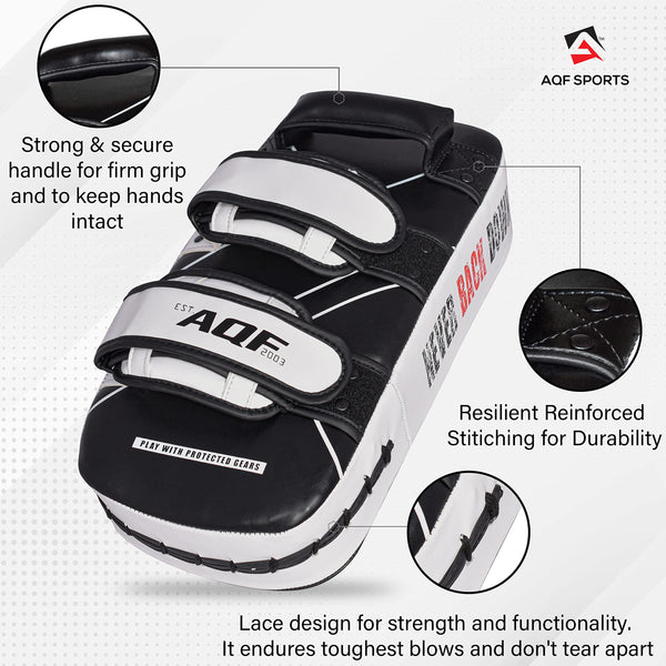 AQF Thai Kick Boxing Strike Curved Arm Pad MMA Focus Punch Shield Mitt - PRO Curved Pads Boxing Karate Training Equipment Muay Thai Hook & Jab Arm