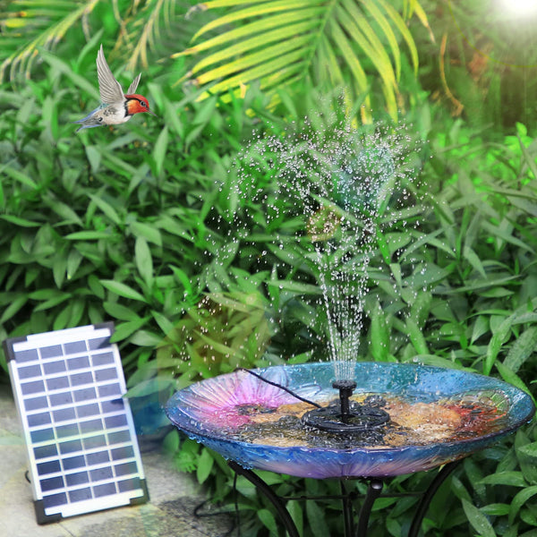 6.5W Solar Water Fountain, Built-in 1500 mAh Battery, Upgraded Solar Pond Pump, Water Pump, Solar Floating Fountain Pump with 6 Fountain Styles for Garden, Bird Bath, Pond and Fish Container