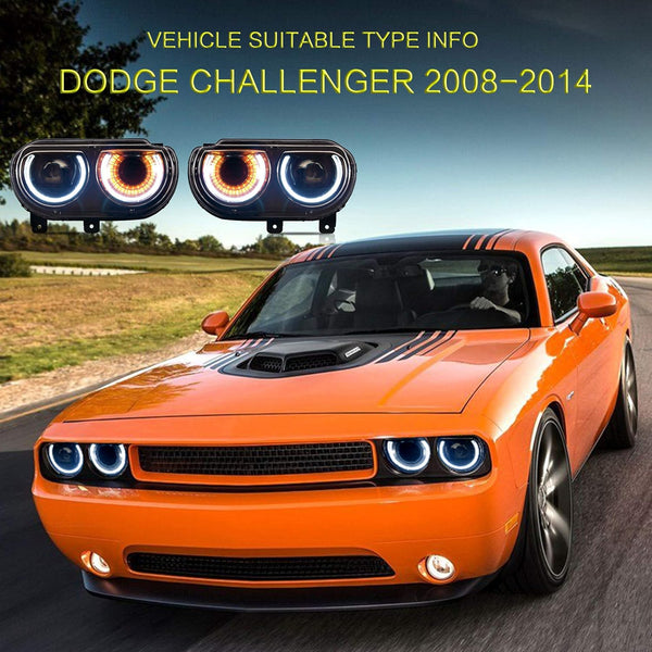 VLAND LED Headlights Fit for 2008-2014 Dodge Challenger 3rd Gen Coupe, Front Lights with Sequential Turn Signal