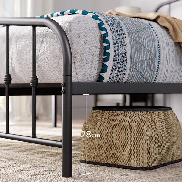 Zinus Heidi Super King Bed frame - Bed 180x200 cm - 30 cm Height - Metal Platform Bed frame with Headboard and Footboard - Black