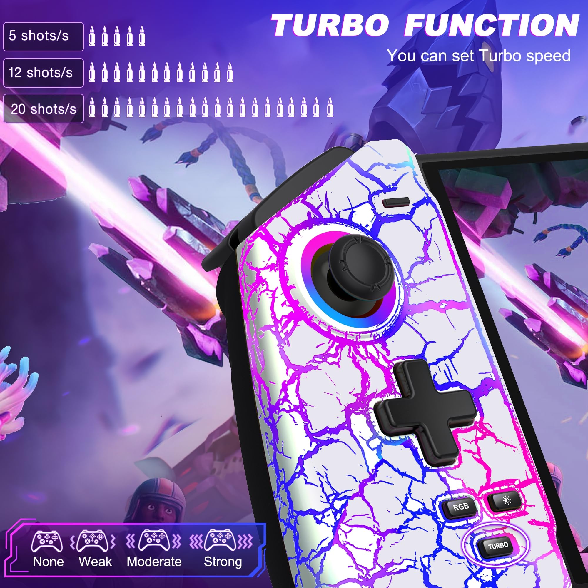 HELLCOOL Switch Pro Controller for Switch/OLED,Switch Controller for Handheld Grip with Hall Effect Joystick,One-Piece Switch Joycon with Turbo/Programmable/6-Axis/Vibration/RGB/4 Card Slot(Black)