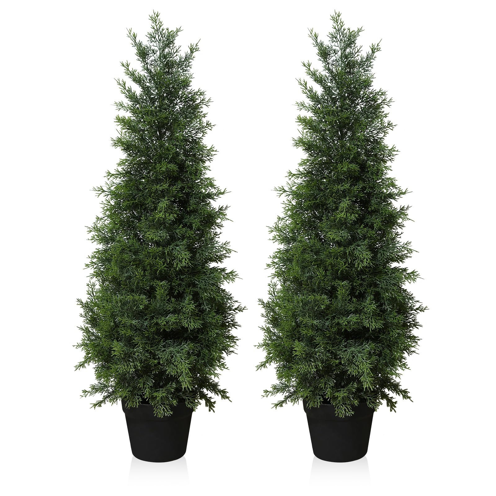 Fopamtri Artificial Plants Outdoor 90 cm Cypress Tree Fake Plants Plastic in Pot, UV Rated Cedar Tree for Indoor Outdoor Home Garden Porch Decor(2