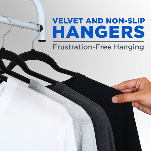 SereneLife Velvet Hangers, Heavy Duty Coat Hangers for Clothes, Non-Slip & Space-Saving, with 360 Swivel Hook, Ultra-Thin, Strong & Stylish, 100