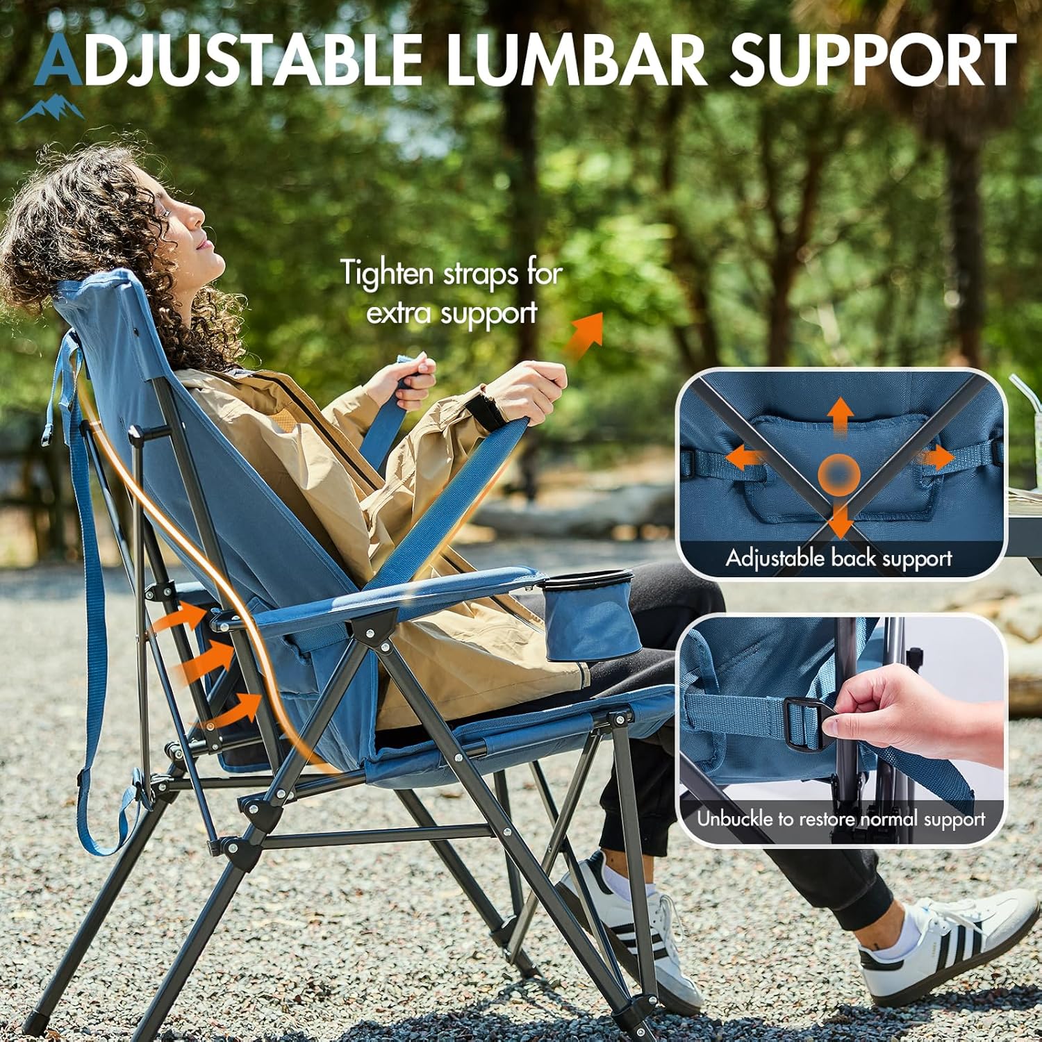 Portal Folding Camping Chair for Adults High Back Heavy Duty 180KG Load Foldable Garden Picnic Festival Collapsible Chair Oversized Hard Armrests Mesh Back Portable for Fishing Beach Patio